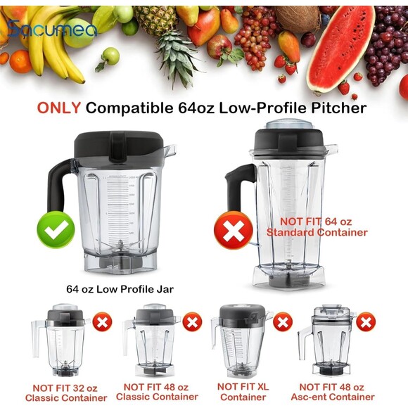 Vitamix Lid Replacement 64 oz Low-Profile Container Lid for 750, 7500, 5300, 780 - Picture 3 of 8